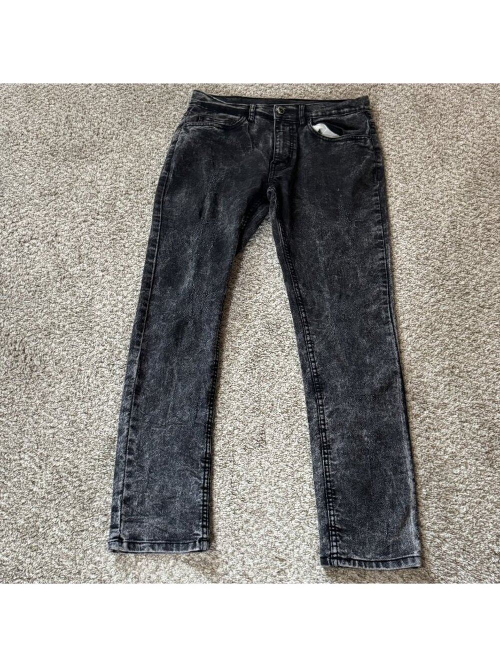 Steve's Jeans Men's 30x30 Acid Wash Slim Straight Leg Denim Pants Black